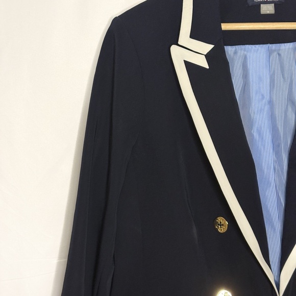 Tommy Hilfiger Dark Blue Blazer with White Accents Size 14 - Picture 5 of 11
